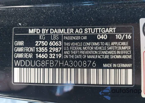 2017 Mercedes-Benz S 550 4Matic z USA, uszkodzony, nr VIN WDDUG8FB7HA300876
